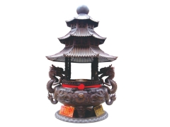 天公爐佛具用品-5尺1大型脫蠟九龍爐～罄鐘臺灣佛具