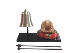 銅鐘佛具用品-黑檀帝鐘盤～罄鐘台灣佛具