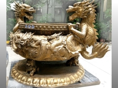 罄鐘佛具製造各種，銅鐘,銅罄,銅鑼,木魚,天公爐,香爐,元寶-梧棲代天宮5尺1大型脫臘九龍爐