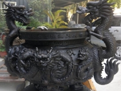 罄鐘佛具有限公司製造各種，銅鐘、銅罄、銅鑼、天公爐-3尺6脫臘九龍爐(正面)